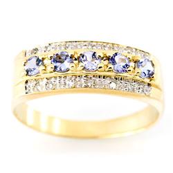 0.71Ct Tanzanite & 14 Diamond Yellow 9K Gold Ring (JEW-9129X)