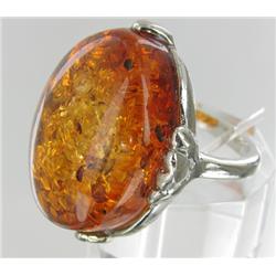 ct Baltic Amber White Gold Vermeil Ring (JEW-1788)