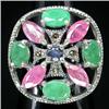 58ct Deluxe Top Emerald-Ruby-Sapphire Sterling Ring   (JEW-1849)