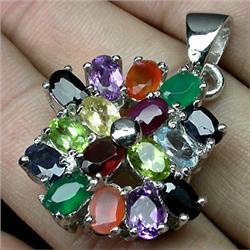 71ct Deluxe Real Top Fancy Multigem Sterling Pendant   (JEW-1856)