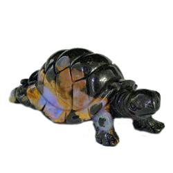 132.2ct Handcarved Rare Australian Boulder Opal Turtle (GEM-20382)