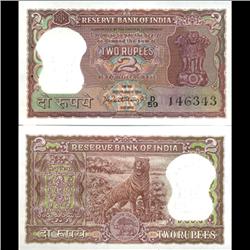 1962 India 2 Rupee Crisp Uncirculated Character Error Variety (CUR-06202)