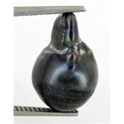 12.19ct South Sea Saltwater Baroque Pearl Iridescent Black/Purple RARE 17mm (JEW-1888)