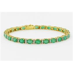 9+ct Colombian Emerald & Diamond 14k Gold Bracelet (JEW-1698)