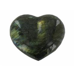 600ct Gem Grade Labradorite Polished Heart Neon Peacock Colors (GEM-21163)