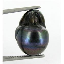 10.42ct South Sea Saltwater Baroque Pearl Iridescent Black/Purple RARE 15mm (JEW-1881)