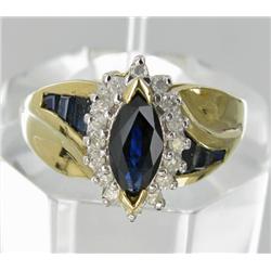 1.6ct Ceylon Blue Sapphire & Diamond 10k Gold Ladies Ring (JEW-1771)