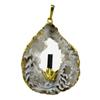 50ct Carved Druzy Agate Tourmaline Pendant Super Sparkler Gold Vermeil (JEW-1739)