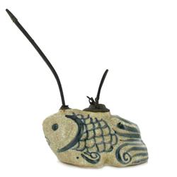 Vintage Chinese Ceramic Opium Pipe Fish 10" (ANT-865)
