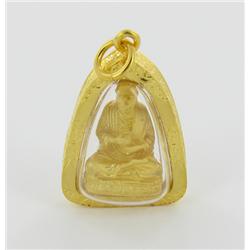 22k Gold Vermeil Famous Monk Thai Buddhist Amulet (JEW-1393)