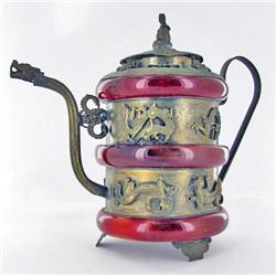 Vintage Chinese Amber Decorative Teapot 5" (ANT-860)