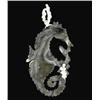 99ct Carved Druzy Agate Seahorse Pendant Super Sparkler With Sterling (JEW-1745)