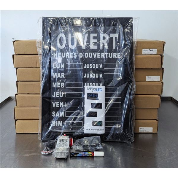 Majorled Open Sign With Business Hours, French - Lot of 8