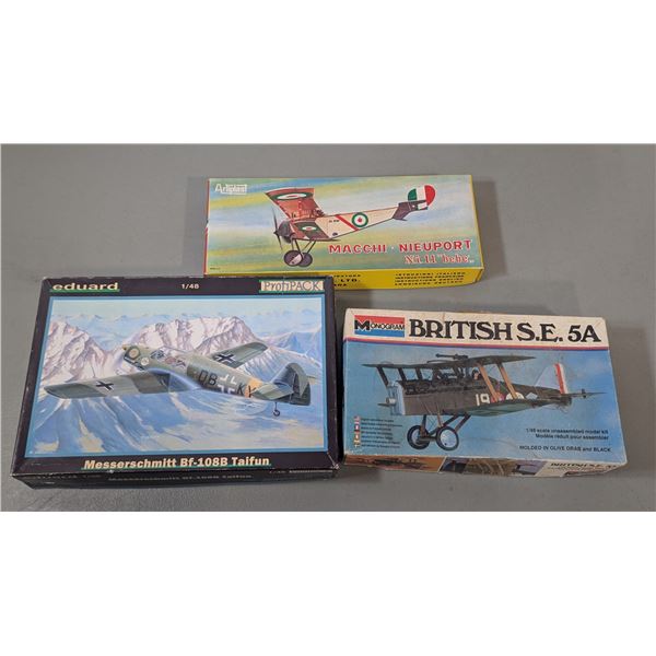 Aircraft Model Kit Lot - Eduard Bf 108B, Monogram S.E.5A, Macchi Nieuport
