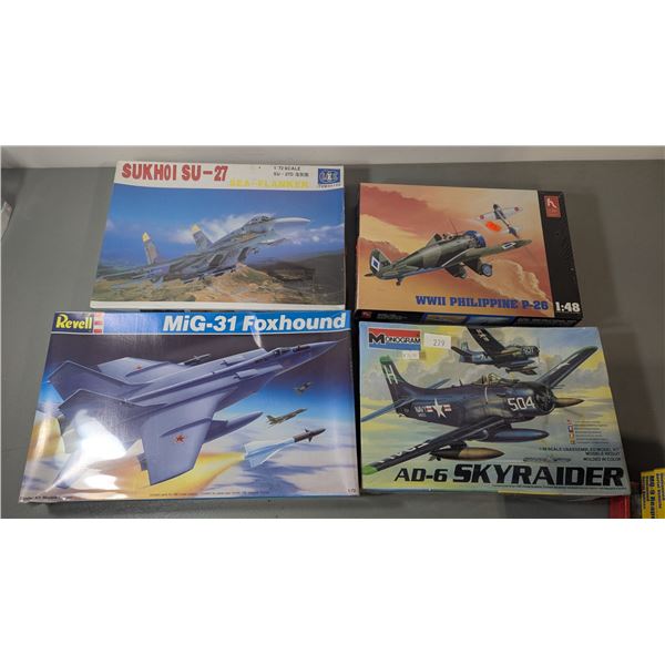 Aircraft Model Kit Lot - Su-27, MiG-31, P-26 & Monogram AD-6 Skyraide