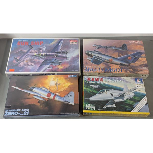 VTG Aircraft Model Kit Lot - Academy PV-1, Dragon MiG-15, Fujimi Zero & Italeri Hawk