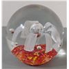 Image 1 : Art Glass Floral Jellyfish Style Paperweight w/ Controlled Bubble Base