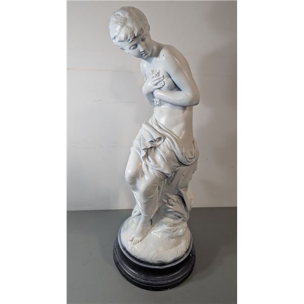 VTG Marwal Industries Chalkware Lady w/ Flowers Statue - After Mathurin Moreau