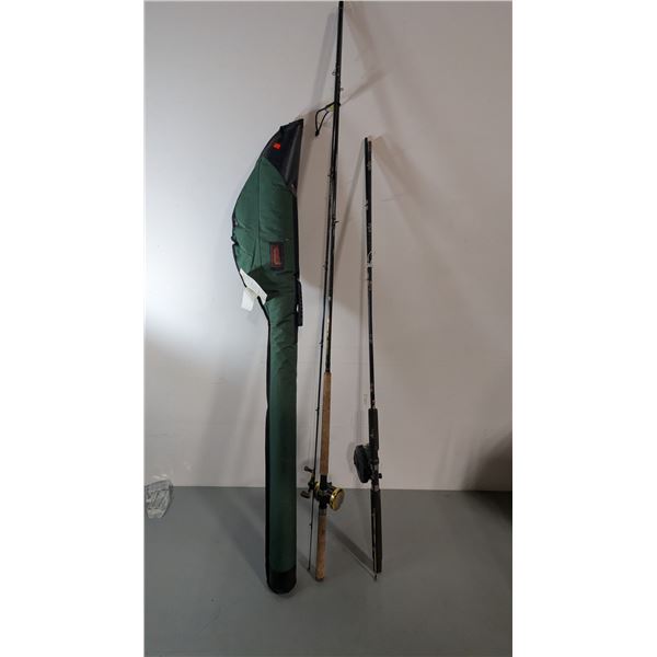 3-Pc Fishing Rod & Reel Lot - South Bend Combo, Daiwa Millionaire-S & Rod Bag