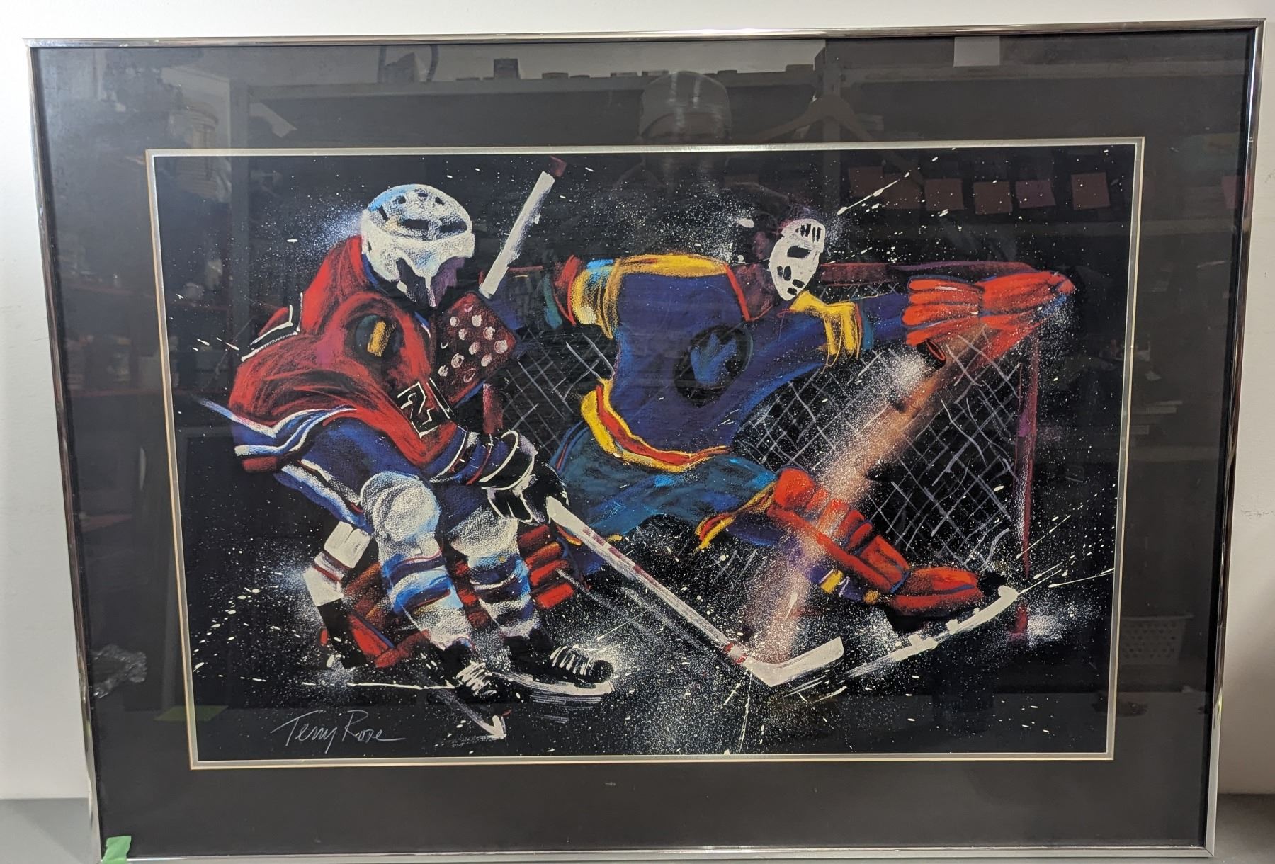 VTG 1988 Terry Rose “Shot…And…A Goal!” Signed Hockey Print w/ Fr