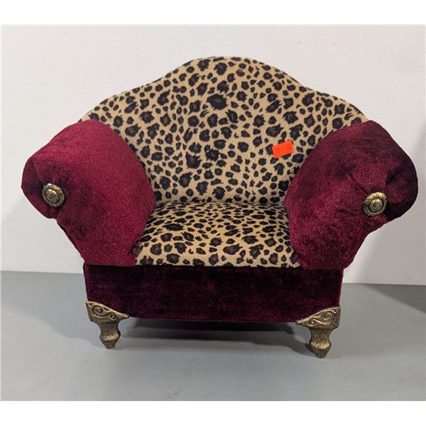 Leopard Print Armchair Jewelry / Trinket Box w/ Hidden Storage