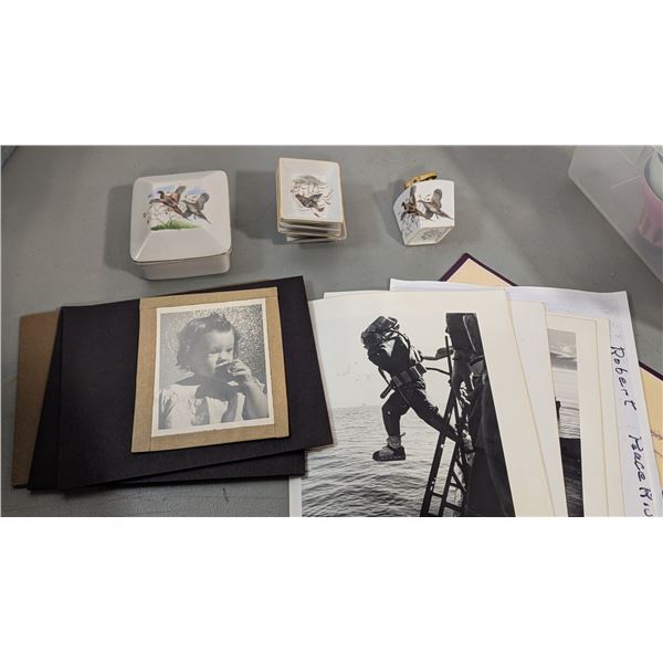 VTG Hand-Painted Porcelain Trinket Boxes & Trays, Coasters & Assorted Photographs
