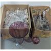 Image 1 : Assorted Cut Glass Stemware & Serving Pieces w/ Pink Goblets