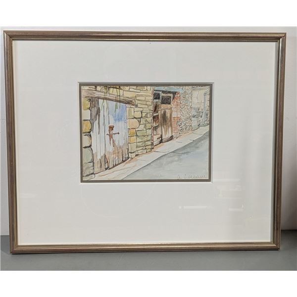 VTG Signed A.P. Michell Street Scene Watercolor Painting - Framed