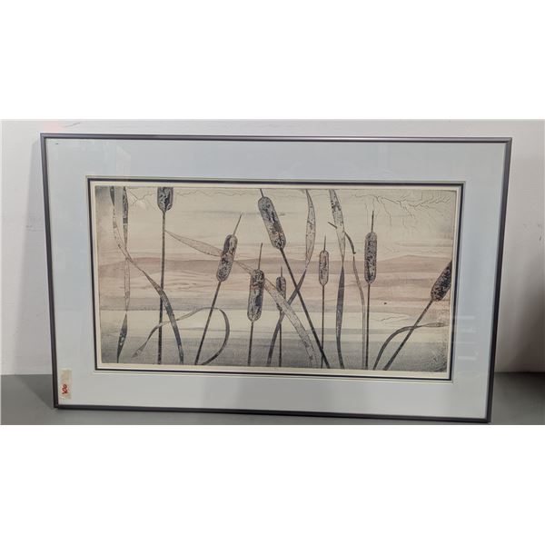 VTG 1986 Cattails Landscape Paper Art - Rembrandt Galleries