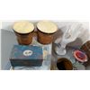 Image 6 : VTG Assorted Decor & Collectibles w/ Baoding Balls, Bongos, Cat Bank & More