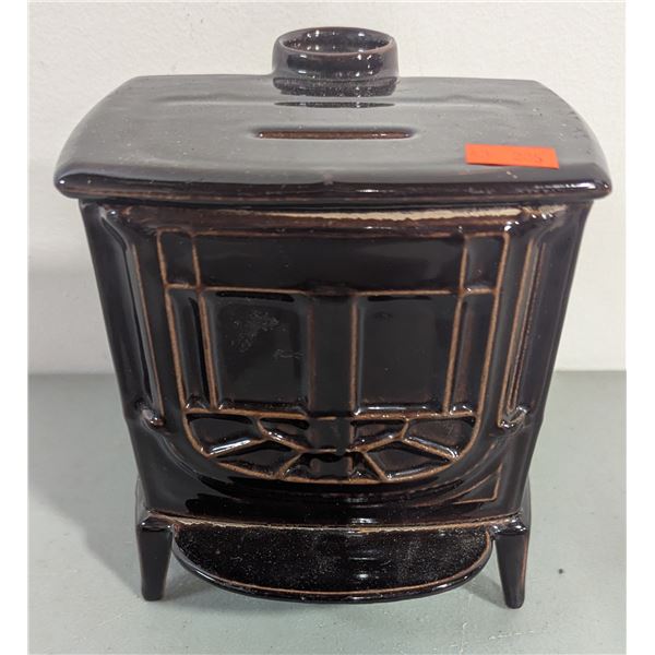 VTG Ceramic Wood Stove Coin Bank
