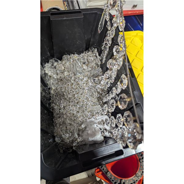 Assorted Chandelier Glass Prisms, Bead Strands & Hanging Components - Large Lot