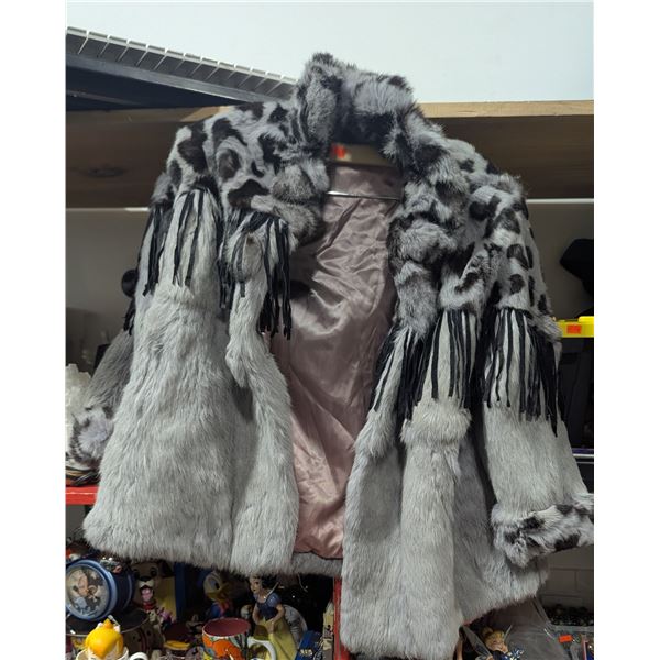 Genuine Rabbit Fur Coat w/ Fringe - Child Size 10