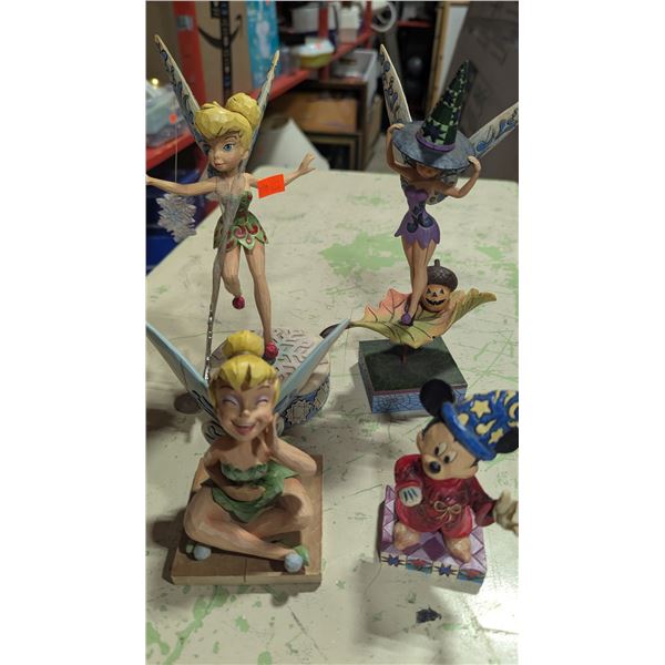 Disney Carved Figures w/ Tinkerbell, Mickey Mouse, & Halloween Tinkerbell
