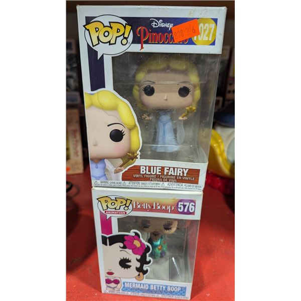 Two Pop Funkos - Disney Pinocchio Blue Fairy & Mermaid Betty Boop