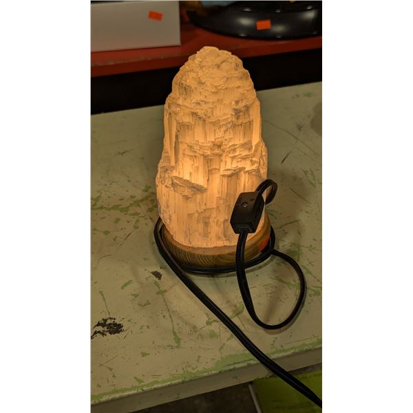 Selenite Crystal Lamp w/ Wood Base