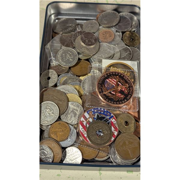 Assorted World Coins, Tokens & Commemorative Medals w/ Olympic & U.S. Pieces