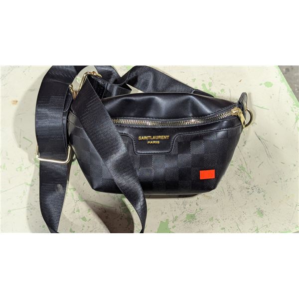 Faux Saint Laurent Style Black Checkerboard Belt Bag