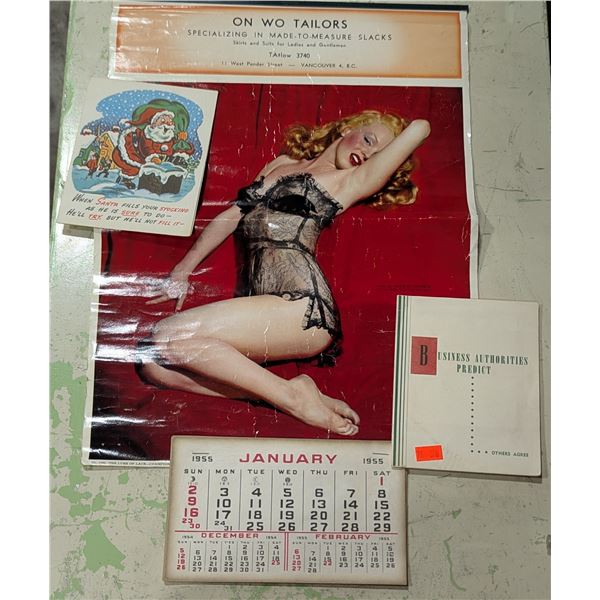 VTG On Wo Tailors Vancouver Pin-Up Advertising Calendar & Ephemera