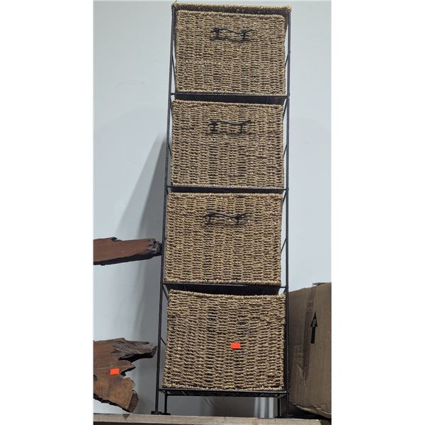 Five Tier Storage Rack w/ Wicker Removable Drawers