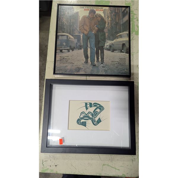 Framed Bob Dylan Freewheelin’ Album Cover Art & Northwest Coast-Style Print