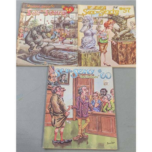VTG Sex to Sixty Adult Humor Magazines #56, #57, #60
