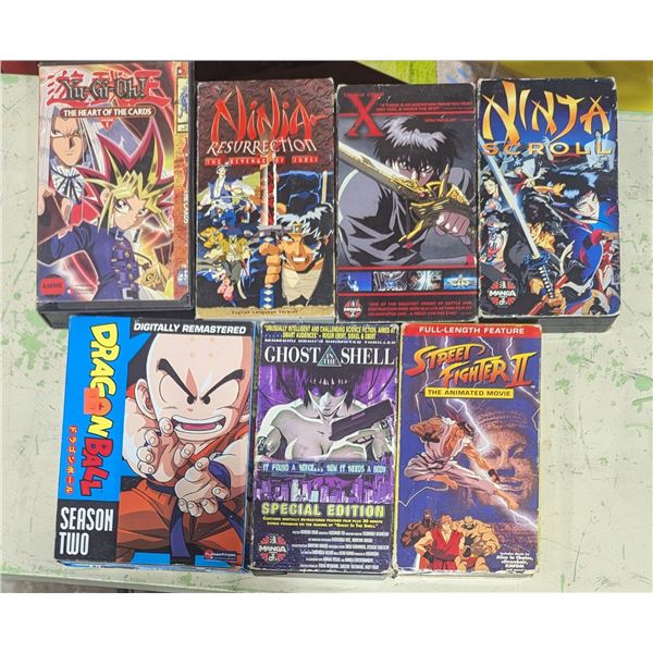 Anime VHS Lot w/ Dragon Ball, Ghost in the Shell, Street Fighter II, Yu-Gi-Oh & More