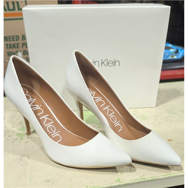 Calvin Klein Gayle Patent Pumps - Platinum White - Size 7.5M w/ Box