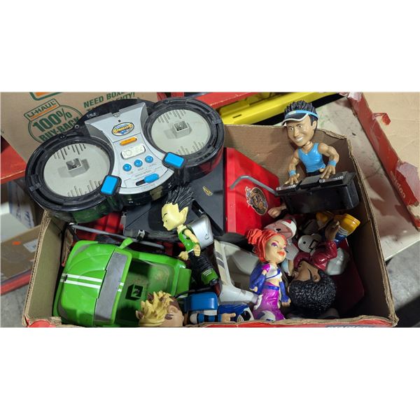Assorted Action Figures, Electronic Drum Toy & Vehicles - Mixed Toy Lot