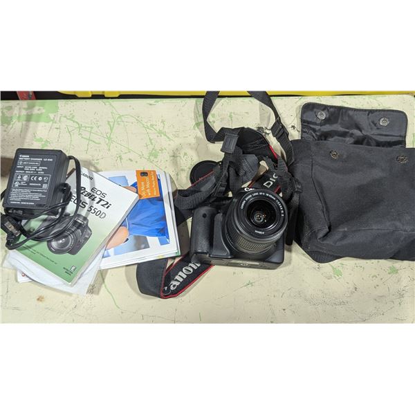 Canon EOS Rebel T2i DSLR Camera w/ 18-55mm IS II Lens, Charger, Manuals & Bag