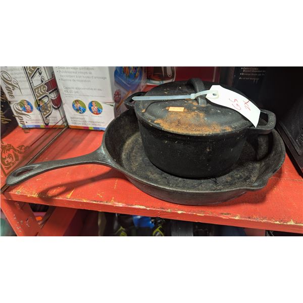 Two Piece Cast Iron Set - Pan & Pot w/ Lid