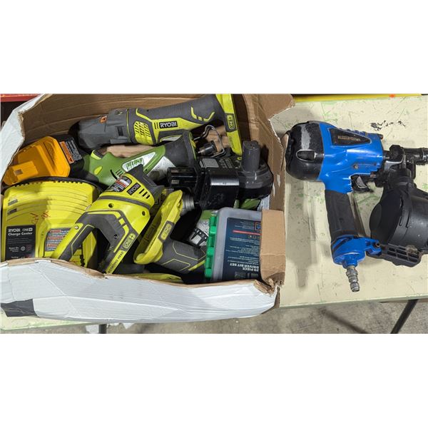 Bulk Hand Tool Lot w/ Ryobi Cordless Impact Drivers, Charge Center, Mastercraft & More