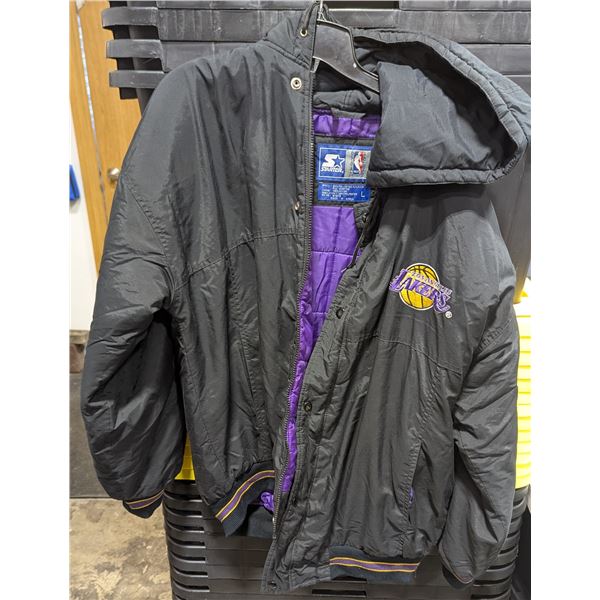 VTG 90s Starter Los Angeles Lakers Hooded Jacket - Size L