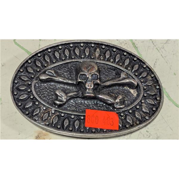 Skull & Crossbones Metal Belt Buckle - Made in Italy